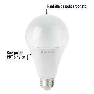 Lámpara LED A25 18 W (equiv. 125 W) luz cálida, caja Volteck