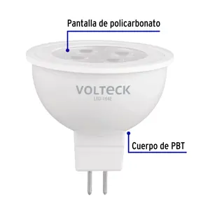 Volteck Lámpara de LED 4 W tipo MR 16 base GU5.3 luz de día, blíster