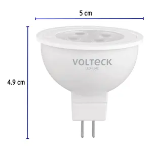 Volteck Lámpara de LED 4 W tipo MR 16 base GU5.3 luz de día, blíster