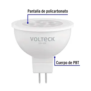 Volteck Lámpara de LED 6 W tipo MR 16 base GU5.3 luz de día, blíster