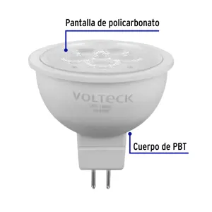 Volteck Lámpara de LED 6 W tipo MR 16 base GU5.3 luz cálida, blíster