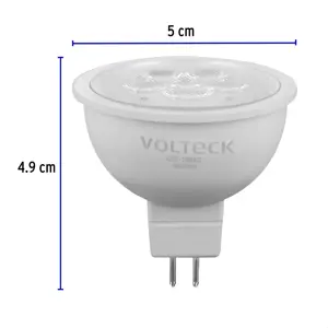 Volteck Lámpara de LED 6 W tipo MR 16 base GU5.3 luz cálida, blíster