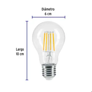 Volteck Lámpara LED tipo A19 6 W con filamento luz cálida, blíster