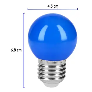 Lámpara LED tipo bulbo G45 1 W color azul, caja, Volteck