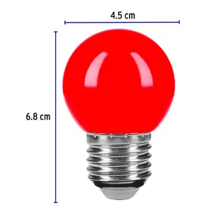 Lámpara LED tipo bulbo G45 1 W color rojo, caja, Volteck