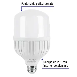 Volteck Lámpara LED alta potencia 30 W (equiv. 250 W), luz de día