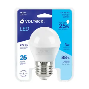 Lámpara LED G45 3 W (equiv. 25 W) luz de día blíster Volteck