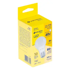 Volteck Lámpara LED A19 6 W (equiv. 40 W), luz cálida, caja, Basic