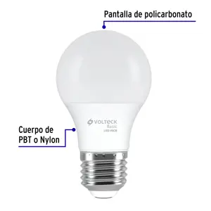 Volteck Lámpara LED A19 6 W (equiv. 40 W), luz cálida, caja, Basic