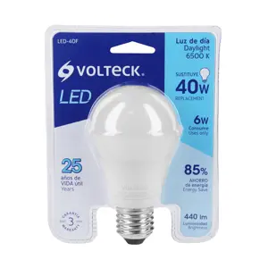 Lámpara LED A19 6 W (equiv. 40 W) luz de día blíster Volteck