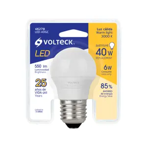 Lámpara LED G45 6 W (equiv. 40 W) luz cálida blíster Volteck