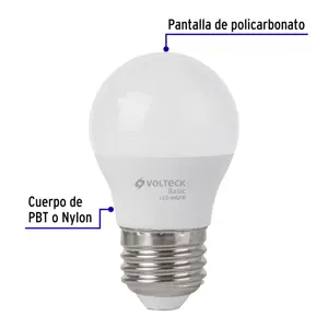 Volteck Lámpara LED G45 5 W (equiv. 40 W), luz de día, caja, Basic