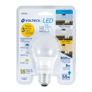 Lámpara LED tipo bulbo con 3 tonos de luz, blíster, Volteck