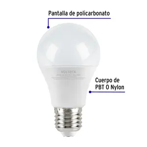 Lámpara LED A19 9 W (equiv. 60 W) luz cálida blíster Volteck