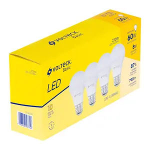 Volteck Pack de 4 lámparas LED A19 8 W (equiv. 60 W), luz cálida