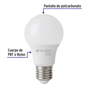 Volteck Lámpara LED A19 8 W (equiv. 60 W), luz de día, caja, Basic