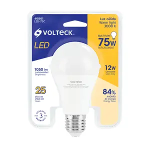 Lámpara LED A19 12 W (equiv. 75W) luz cálida blíster Volteck