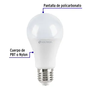 Lámpara LED A19 12 W (equiv. 75W) luz cálida blíster Volteck