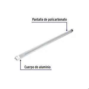 Tubo de LED T8 36 W base G13 pantalla policarbonato, Volteck