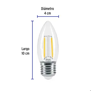 Volteck Lámpara LED tipo vela 3 W con filamento luz cálida, blíster