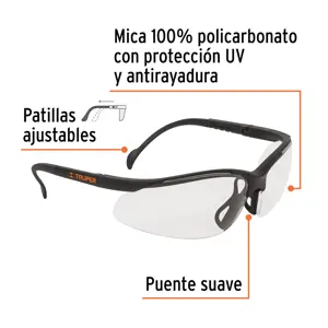 Truper Lentes de seguridad transparentes con antiempaño, Vision