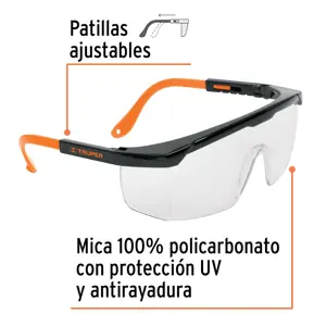 Truper Lentes de seguridad ajustables claros c/antiempaño, Classic