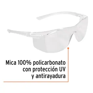 Truper Lentes de seguridad transparentes con antiempaño, Ultralite