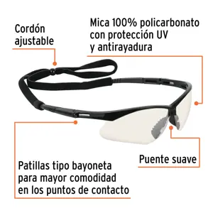 Truper Lentes seguridad interior/exterior c/cordón ajustable, Sport