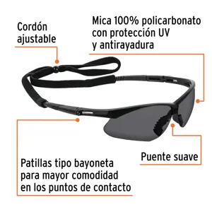 Truper Lentes seguridad grises antiempaño c/cordón ajustable, Sport