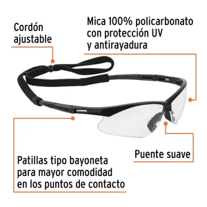 Truper Lentes seguridad claros antiempaño c/cordón ajustable, Sport