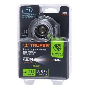 Linterna de minero 1 LED 125 lm recargable, Truper