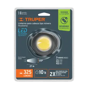 Linterna de minero LED 325 lm, recargable, TRUPER