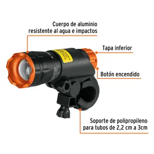 Truper Linterna delantera 100 lm para bicicleta con 3 pilas AAA