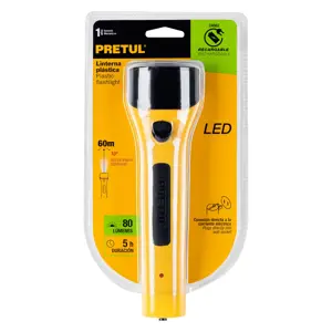 Linterna plástica de LED, 80 lm, recargable, PRETUL