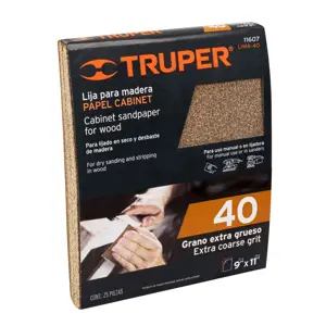 Lija para madera papel cabinet, grano 40, Truper