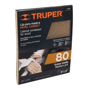 Lija para madera papel cabinet, grano 80, Truper