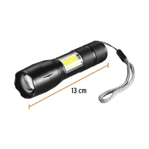 Truper Linterna de 1 LED 270 lm con luz de emergencia, recargable