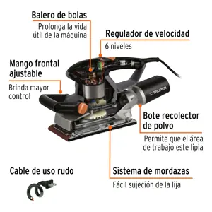 Expert Lijadora orbital 1/2 hoja 360 W, TRUPER INDUSTRIAL