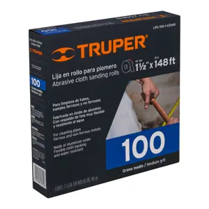 Truper Rollo de 45 m de lija para plomero grano 100 ancho 1-1/2