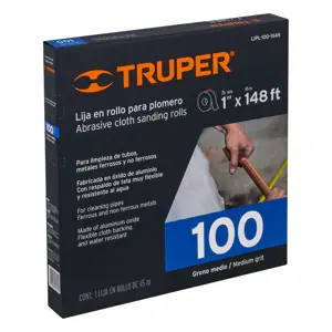 Truper Rollo de 45 m de lija para plomero grano 100 ancho 1