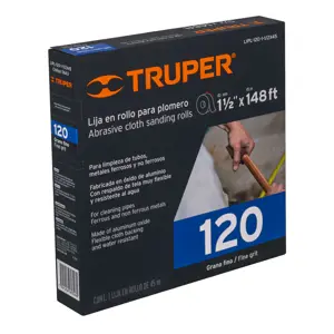 Truper Rollo de 45 m de lija para plomero grano 120 ancho 1-1/2