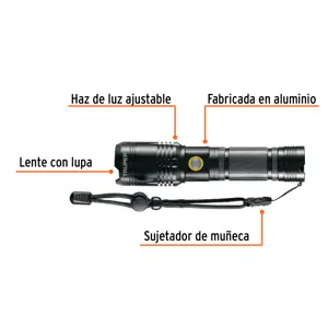 Linterna LED recargable, de aluminio, 1,200 lm, TRUPER