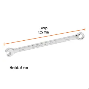 Llave combinada extralarga 6 mm x 125 mm de largo, Expert