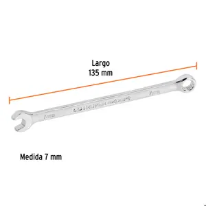 Llave combinada extralarga 7 mm x 135 mm de largo, Expert