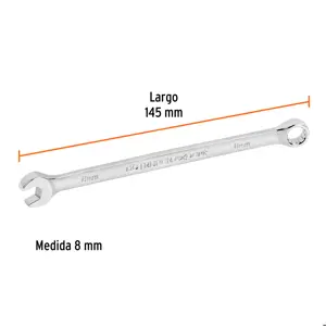 Llave combinada extralarga 8 mm x 145 mm de largo, Expert