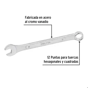 Llave combinada 9 mm x 130 mm de largo, Pretul