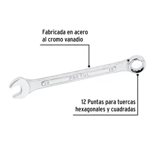 Llave combinada 12 mm x 160 mm de largo, Pretul