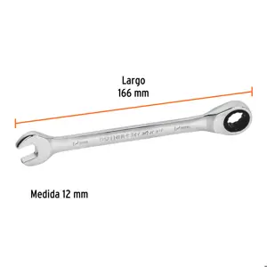 Llave combinada con matraca 12 mm x 166 mm largo, Expert