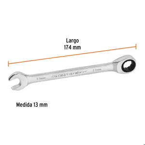 Llave combinada con matraca 13 mm x 174 mm largo, Expert