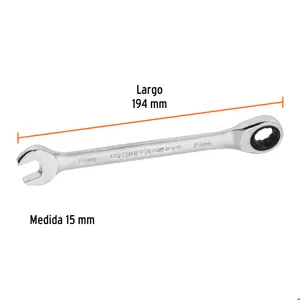 Llave combinada con matraca 15 mm x 194 mm largo, Expert